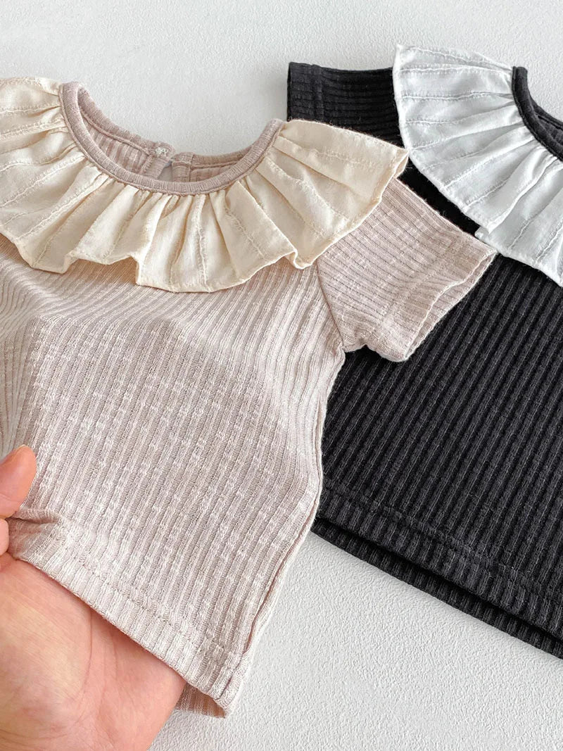 Montse Cute Patchwork Short Sleeved Tops