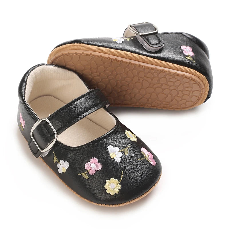 Spring And Autumn Baby Girl's Walking Shoes Anti Slip One Year Old Soft Soled Baby Shoes Princess Shoes Single Shoes