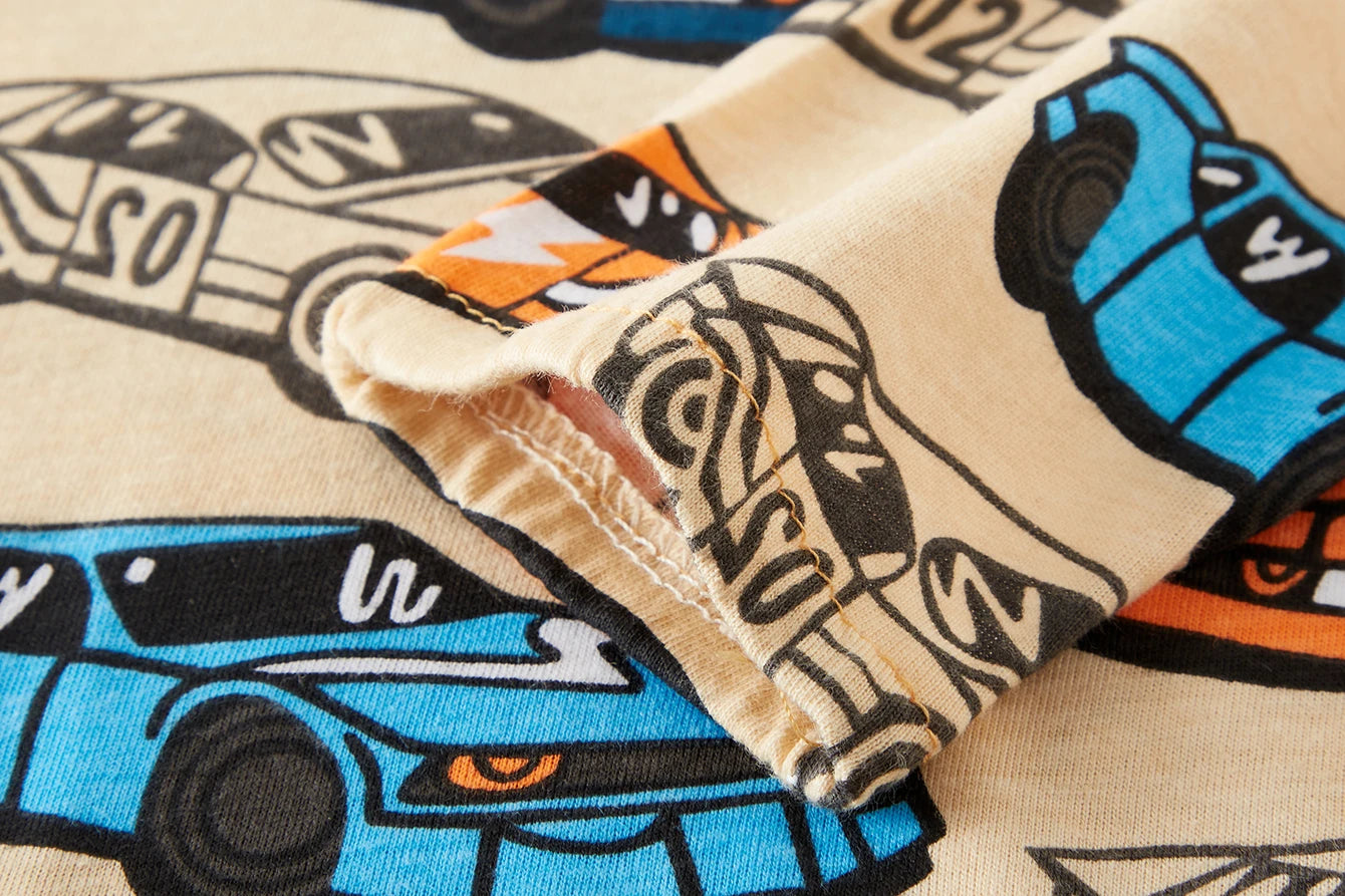 Cartoon Car Pajama Cotton Set for Boys