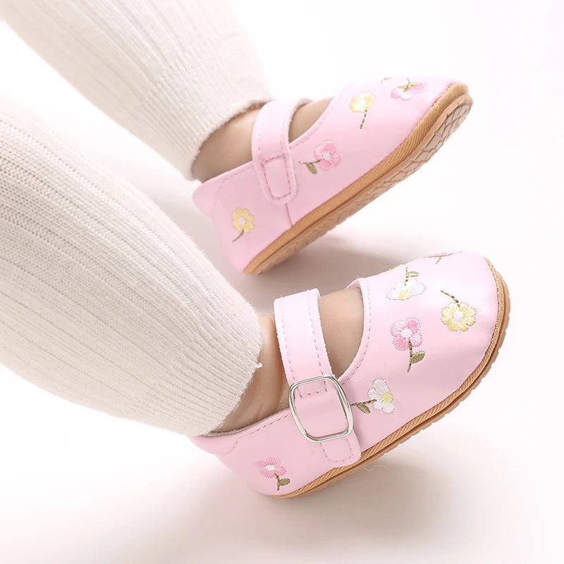 Spring And Autumn Baby Girl's Walking Shoes Anti Slip One Year Old Soft Soled Baby Shoes Princess Shoes Single Shoes