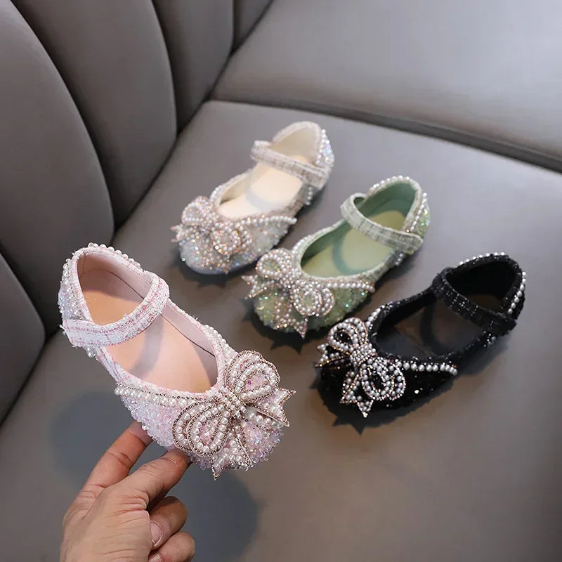 Kids Girls Sandals Fashion Sequins Rhinestone Bow Girls Princess Baby Girl Shoes