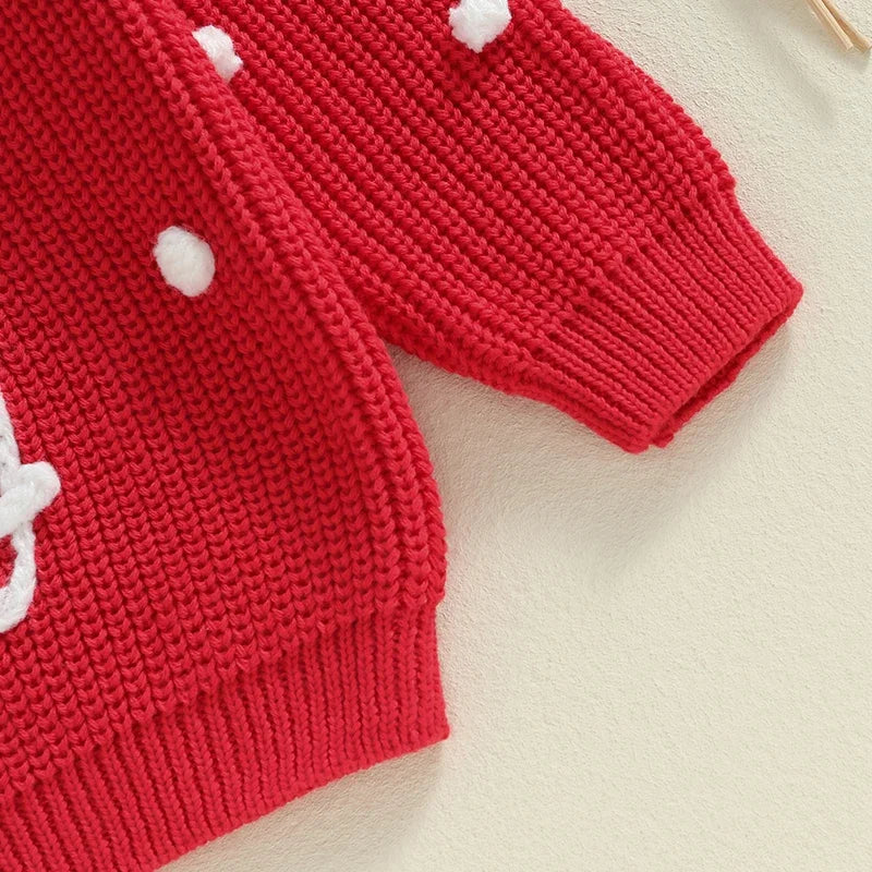Martin Letter Embroidery Knit Pullover Sweater