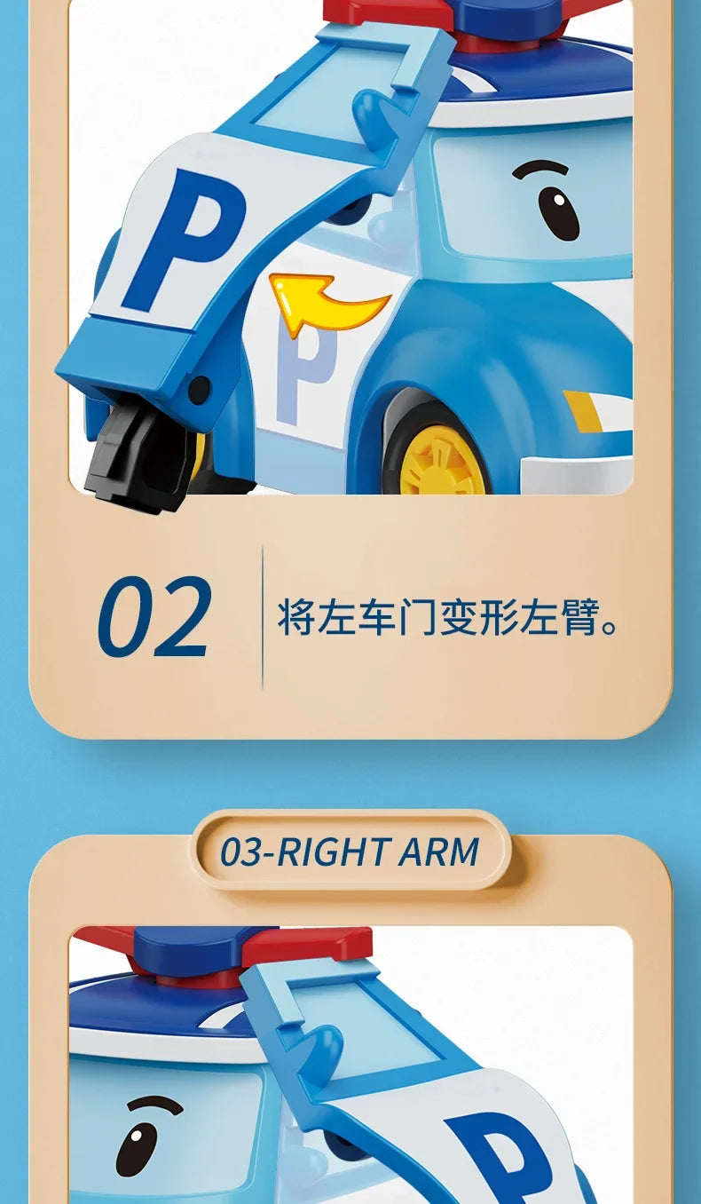 6pcs/set Cartoon Robocars Polis Action Figures Transformation