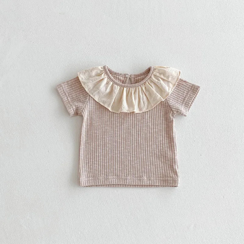 Montse Cute Patchwork Short Sleeved Tops