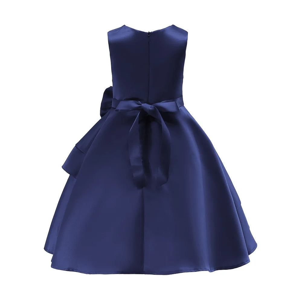 Young Kids Elegant Performance Dress For Teenager Girls Big Bow Princess Dresses