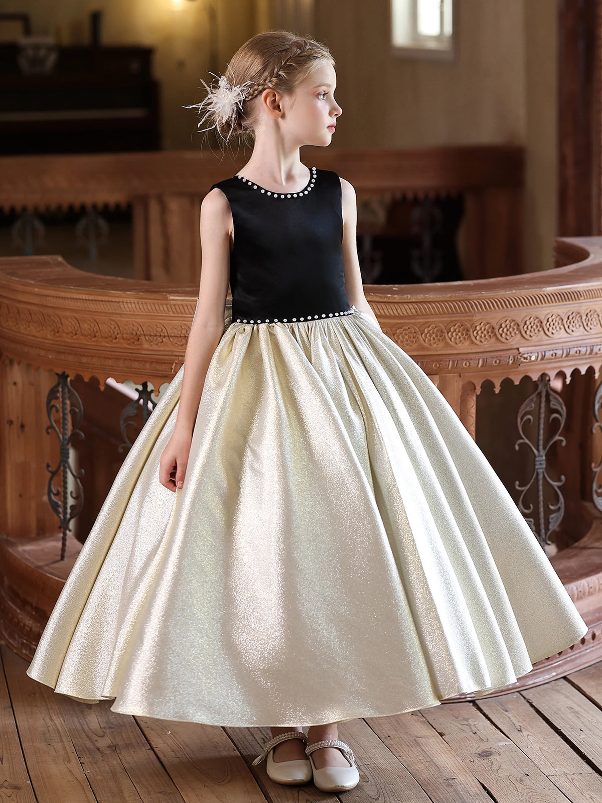 Girl's Dress With Bow And Small V-Neck Elegant Princess Dress Suitable For Birthday Parties Dances Party Performances