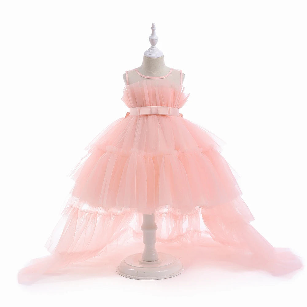 Summer Baptism Bridesmaids Party Baby Girls Dresses Tulle Trailing Wedding Birthday Princess Dress
