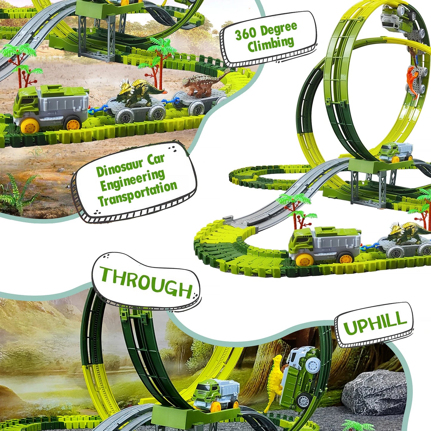 Magic Climbing Track Train Dinosaur World Road Race Flexible Track car