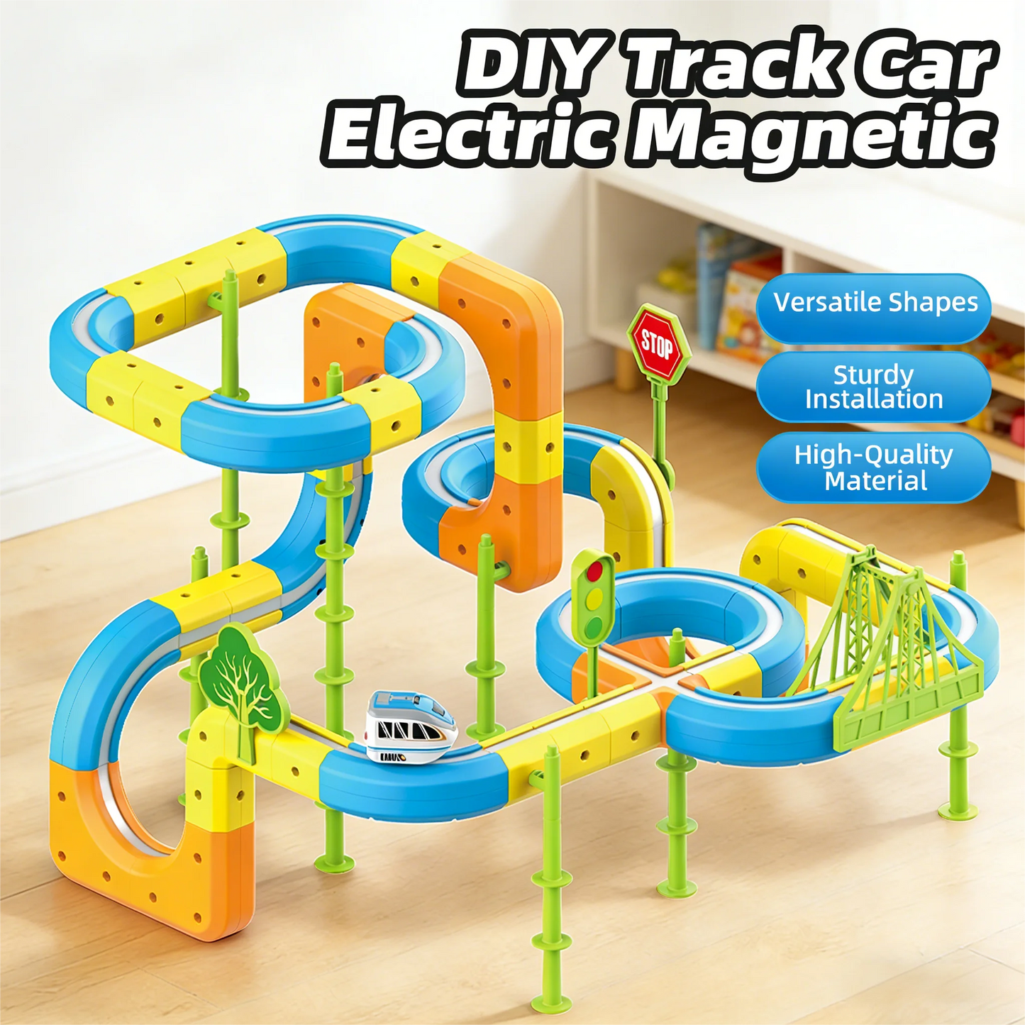 Electric Magnetic DIY Track Car, Parent-Child Interaction, Multiple Play Styles