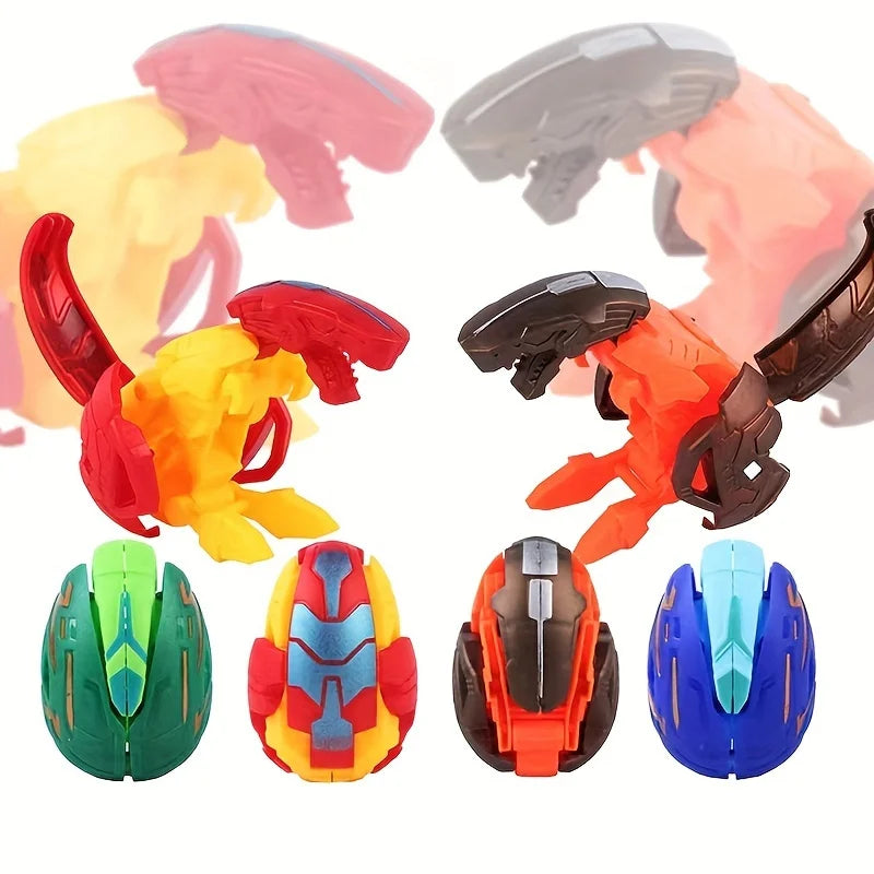 6Pcs Dinosaur Transformer Robot Toy - Color Changing, Easter Eggs, Holiday