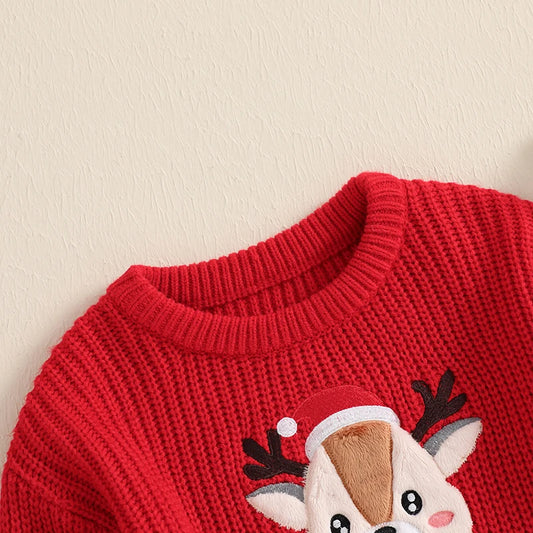 Jeison Reindeer Pattern Crew Neck Sweater