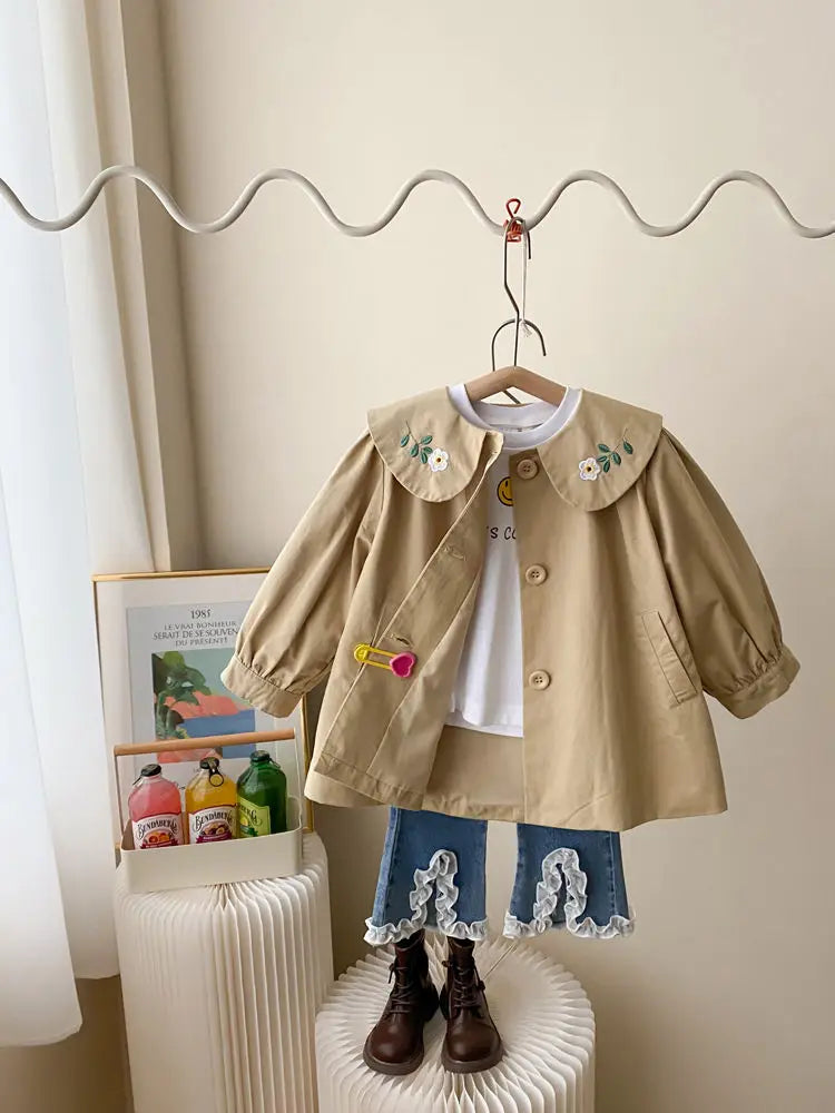 Mayra Baby Girls Jackets Embroidery Flowers Autunm