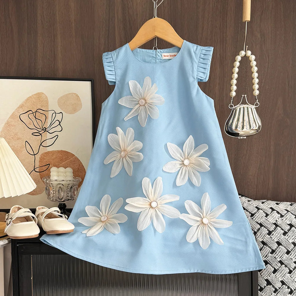Bear Leader 2-7 Years Summer New 3D Flower Vest Dress