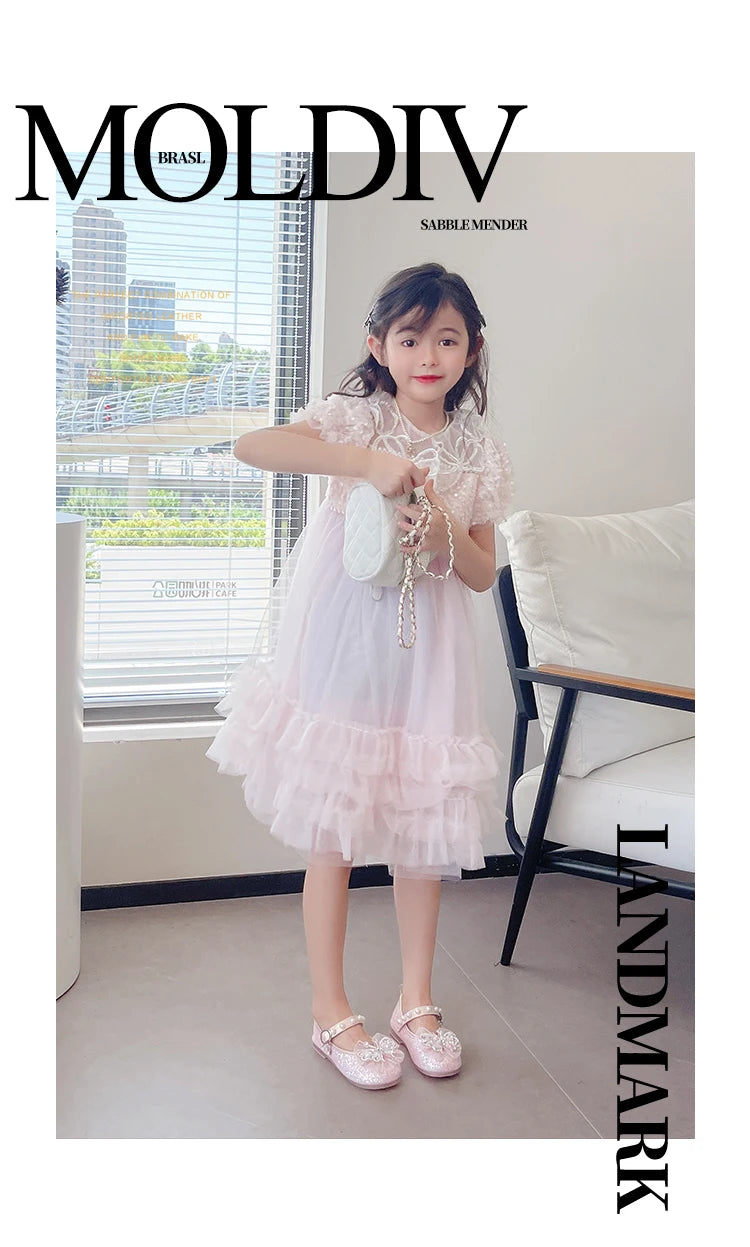 Girls Princess Shoes 3-18 Years Glittering Butterfly Decoration Children's Shoes