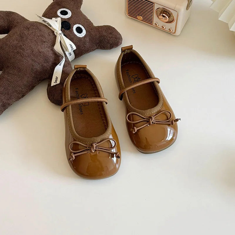 Girl Korean Version Mary Jane Slip-on Small Shoes 2024 Spring and Autumn New Soft Sole Bow Small Shoes