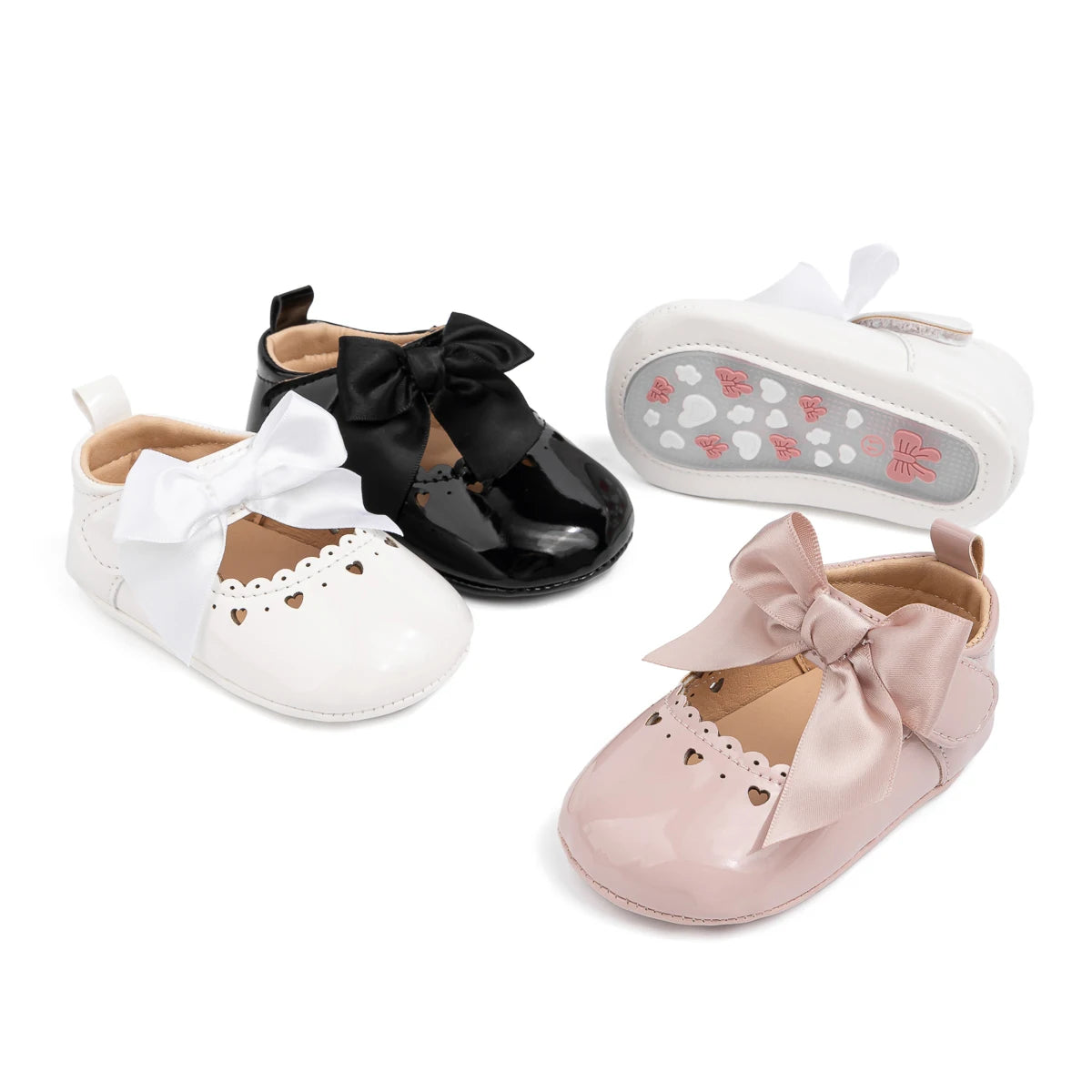 Newborn Baby Girl Shoes Soft Sole Infant Toddler Mary Jane Flats Princess Bowknot Patent Leather Dress Shoes Wedding Party Gift