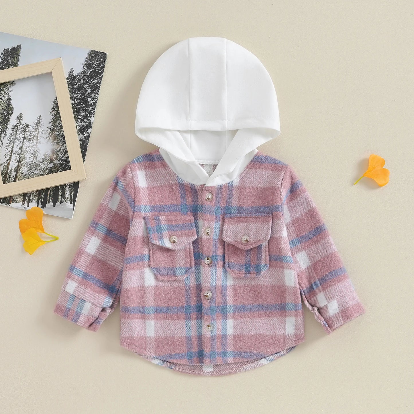 Victor Hooded Sweatshirts Casual Button Long Sleeve Plaid Outerwear