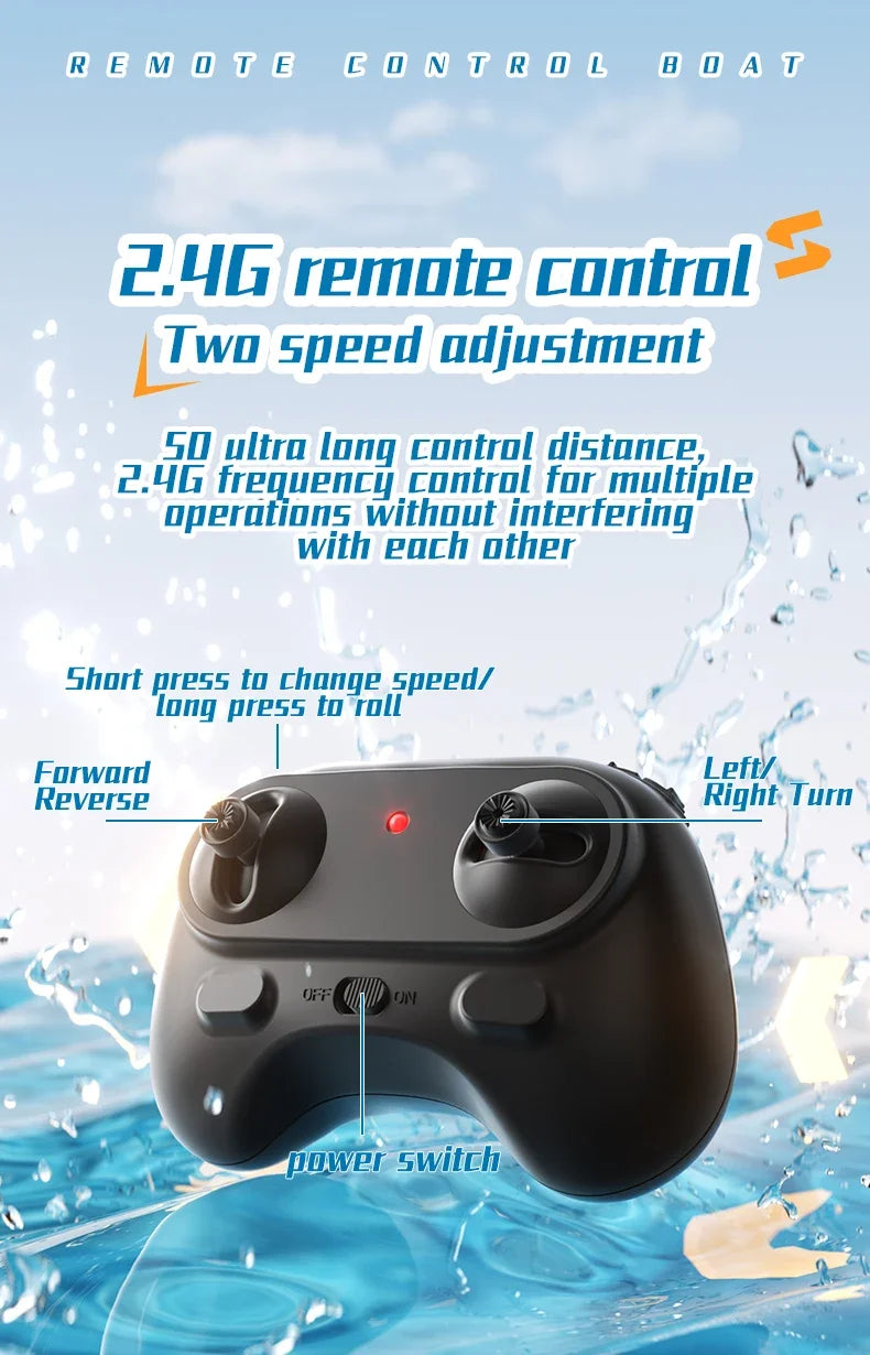 Popular 2.4G Mini Remote Control Boat - Dual Motor Waterproof Electric Speedboat