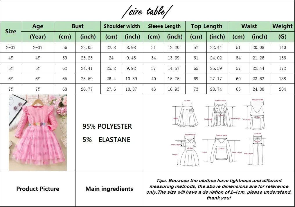2024 Girls Dress Spring Autumn Long Sleeve Gauze Colorful Flower Belt Children Clothes Girls Dress