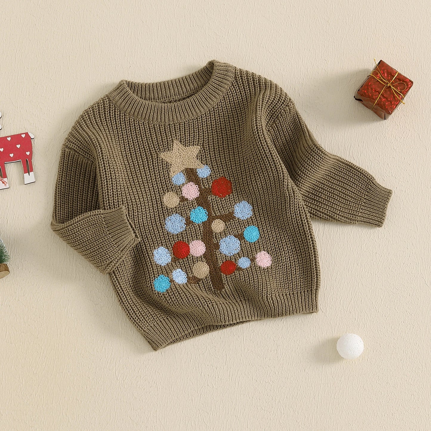Brian Winter Tree Pattern Long Sleeve Sweaters