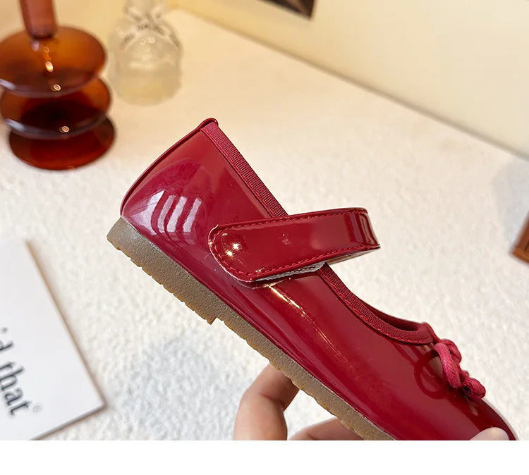 Girls' Princess Shoes Spring  Autumn New Fashion Bow PU Leather Loafer Non-slip School Student Loafer Flats