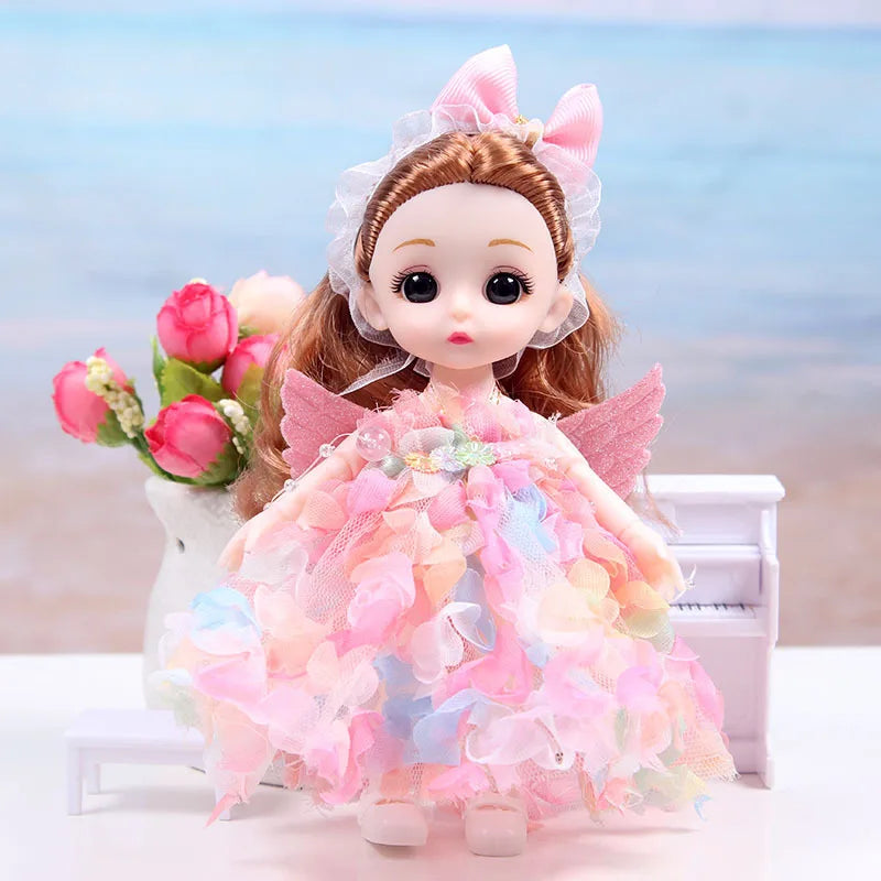 17CM Movable Joint Doll Girl Dress Up Dollhouse Makeup DIY Toys Cute Safety Baby 3D Doll Babies Toddler Princess Beautiful Gift