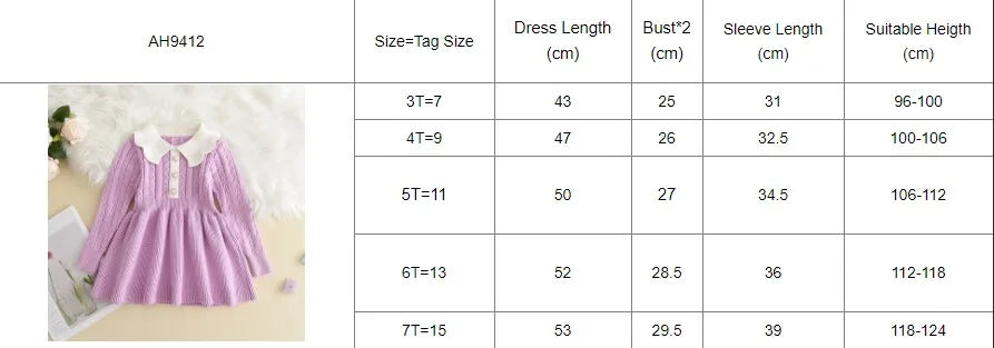 Rocío Long Sleeve Dress Autumn Girls Baby Ruffle Knitted Princess