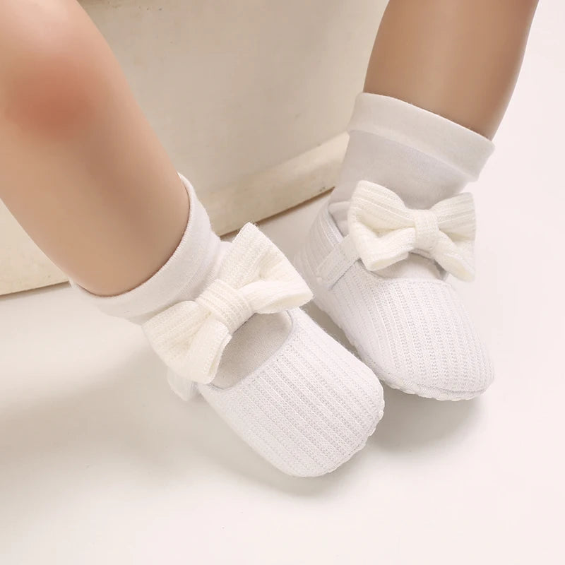 Cute Baby Girl Shoes Knitted Cotton Flat Shoes Arched Soft Sole 0-18M Newborn Princess Shoes