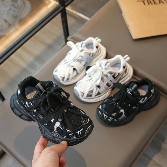 Kids Shoes for Boy School Black Beige Versatile Sports Shoes for Girls