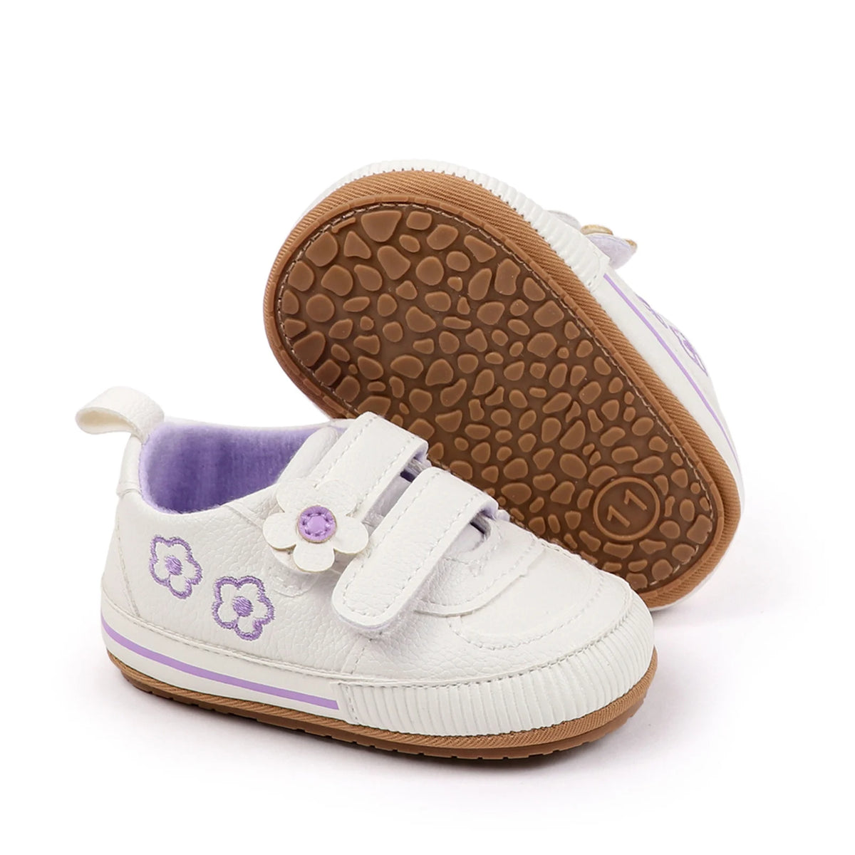 Citgeett Infant Baby Girls Shoes Soft Sole Floral Embroidery Hook-Loop Closure Non-slip Sneakers
