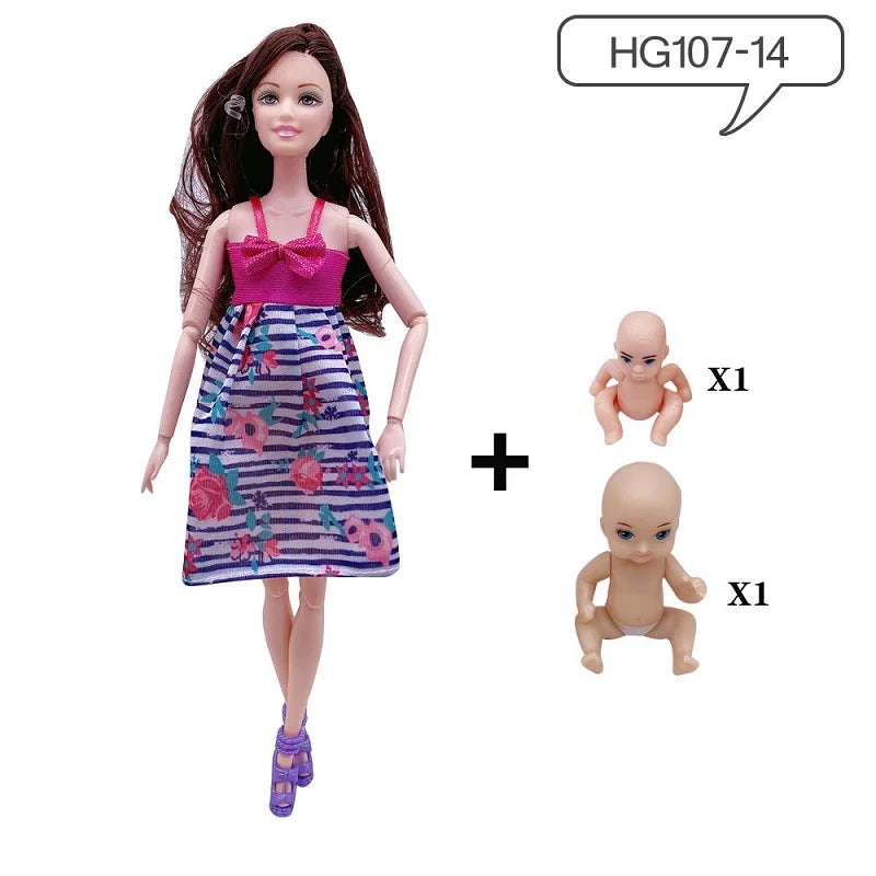 Hot Sale 11.5 Inches Pregnant Doll Mom Have 2Pcs Baby in Her Tummy with 1Pc Clothes Educational Dolls Girl Toy for Girl Gift