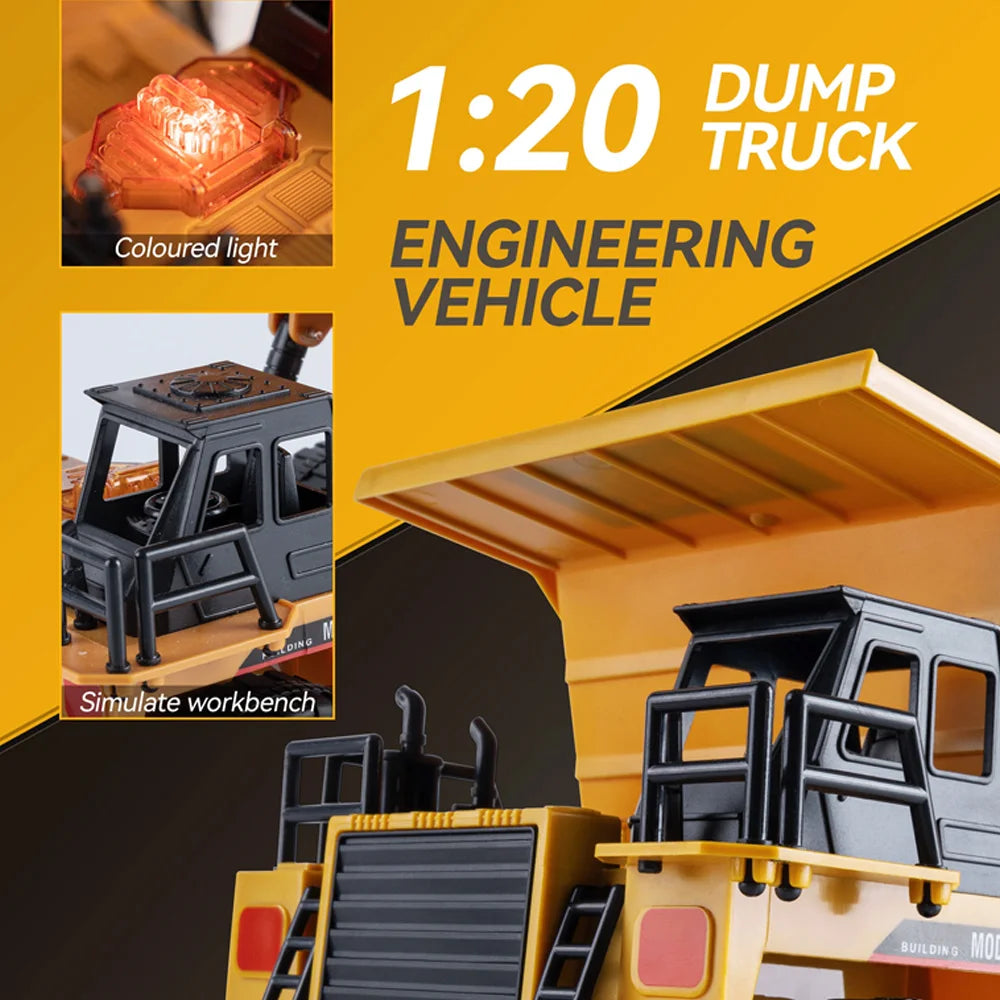 2025 New 4WD Remote Control RC Alloy Dump Truck Car Engineering Vehicle Radio Control Remote Control Car Toys Children's Gifts