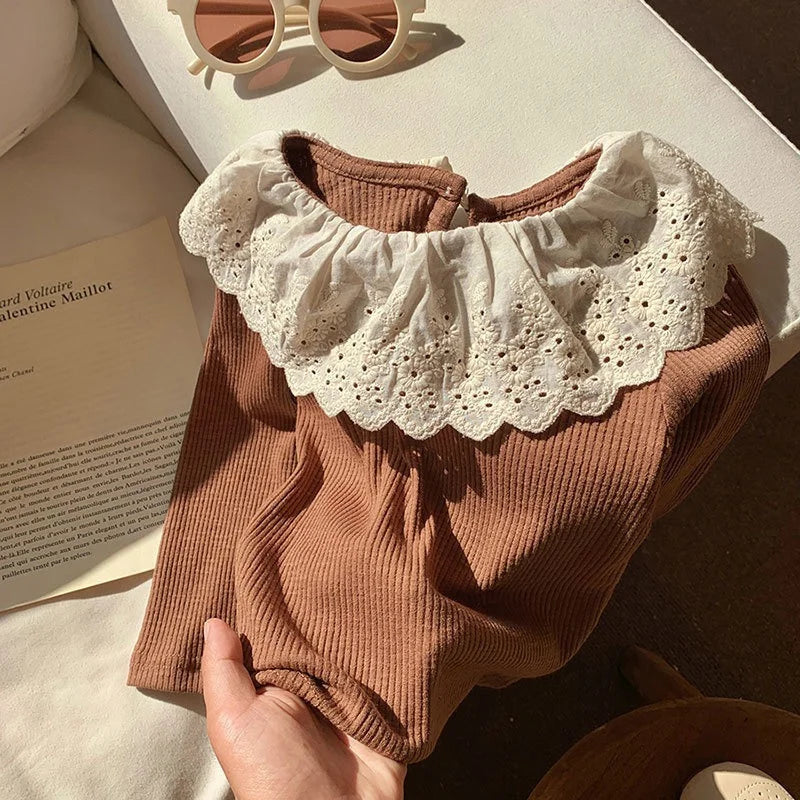 Korean Kids Ruffled Edge Knitwear Tops