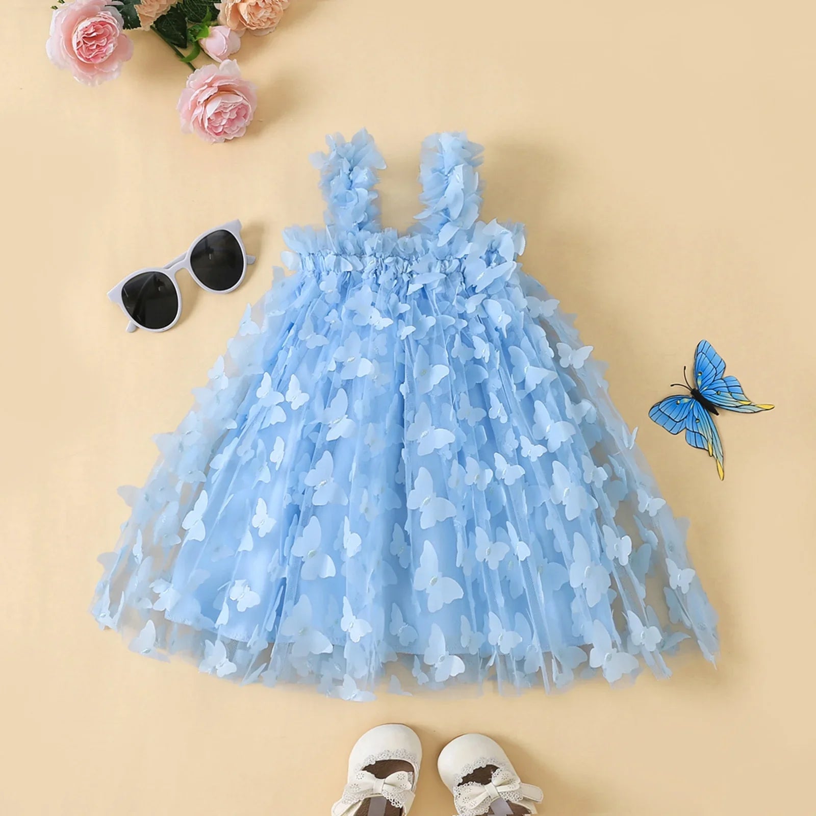 Guadalupe Girls Dress 3D Butterfly Solid Sleeveless Summer - GuGuTon baby store - Baby Fashion - Toddlers Outfits - Babies Outfits - Toddler Clothes - Kids Clothing - Newborn Clothes - Newborn Wear - Kids Wear - Trending Clothes - Trending Outfits - Fall Fashion - Winter Fashion - Girls Clothes - Boys Clothes - Babies Wear - Kids Accessories - KidsWear - Summer Clothes - Summer Fashion - Summer Trend - Falls Sweaters - Tops - Bottom - Jeans - Blouse - Dresses - Newborn Dresses - Toys