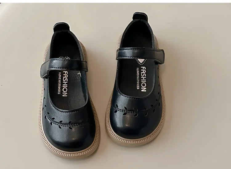 Girls' Leather Shoes Spring and Autumn New Breathable Girl Mary Jane Princess Shoes Black Performance Dance Shoes