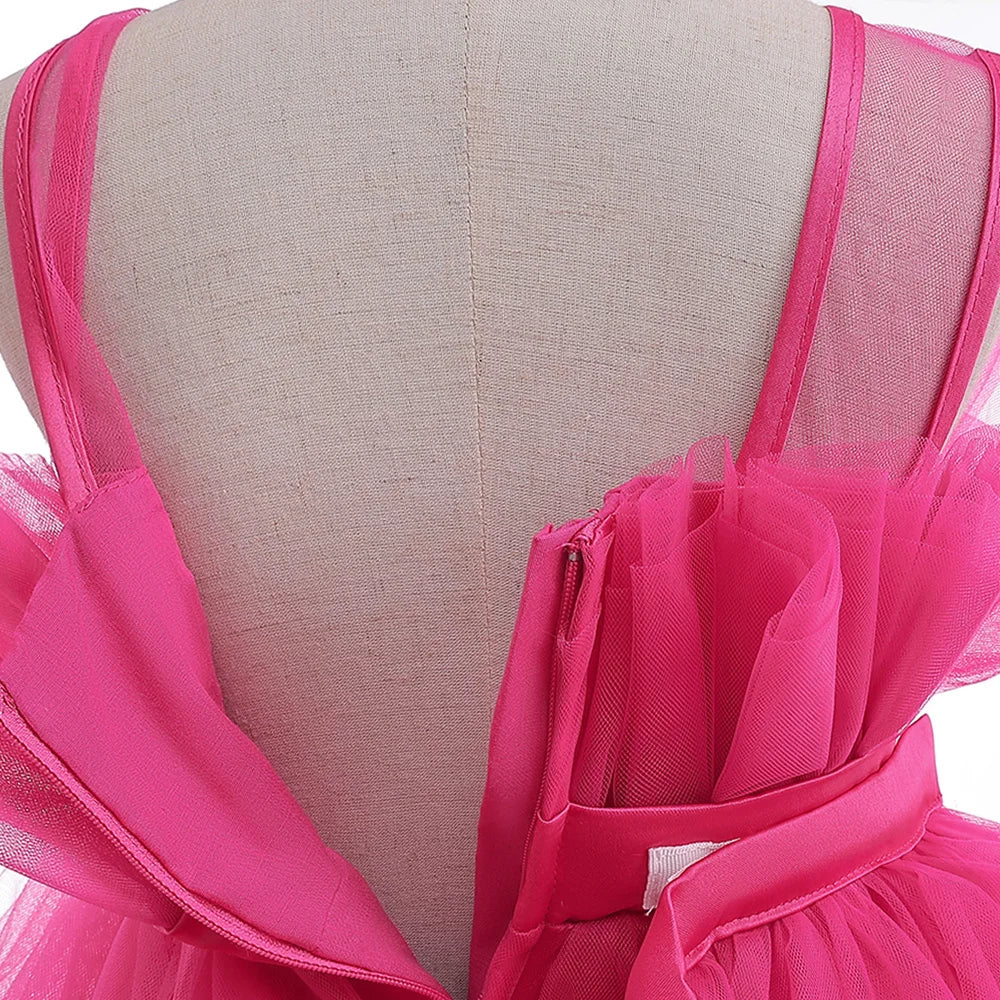 Summer Baptism Bridesmaids Party Baby Girls Dresses Tulle Trailing Wedding Birthday Princess Dress