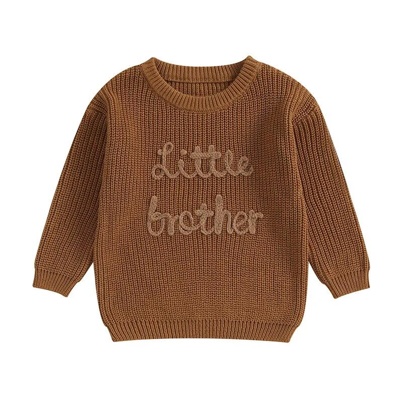 Nidia Sweater Letter Embroidery Little Brother Crew Neck Long Sleeve
