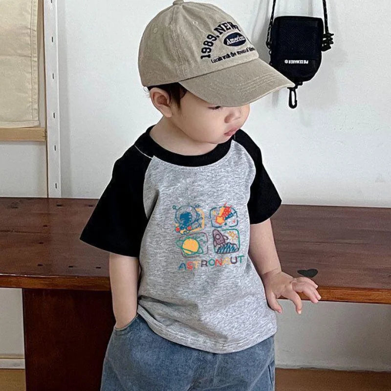 Raymond O-Neck Patchwork Tees - GuGuTon baby store - Baby Fashion - Toddlers Outfits - Babies Outfits - Toddler Clothes - Kids Clothing - Newborn Clothes - Newborn Wear - Kids Wear - Trending Clothes - Trending Outfits - Fall Fashion - Winter Fashion - Girls Clothes - Boys Clothes - Babies Wear - Kids Accessories - KidsWear - Summer Clothes - Summer Fashion - Summer Trend - Falls Sweaters - Tops - Bottom - Jeans - Blouse - Dresses - Newborn Dresses - Toys