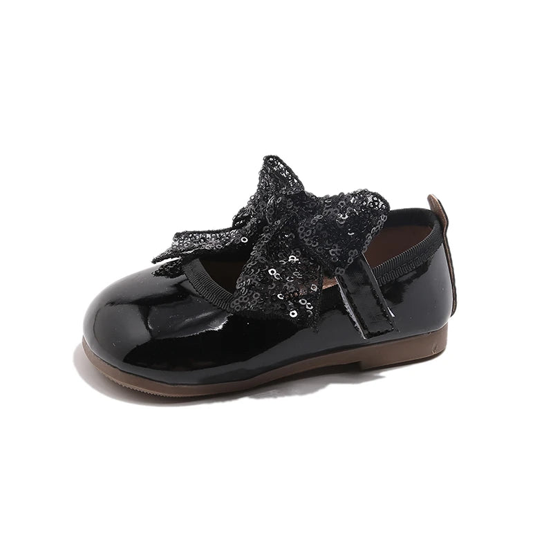 Girls Dance Performance Shoes Black Kids Princess Shoes Mesh Lace Bow 2025 New Girls Flat Shoes Round Toes Elegant Ins Trendy