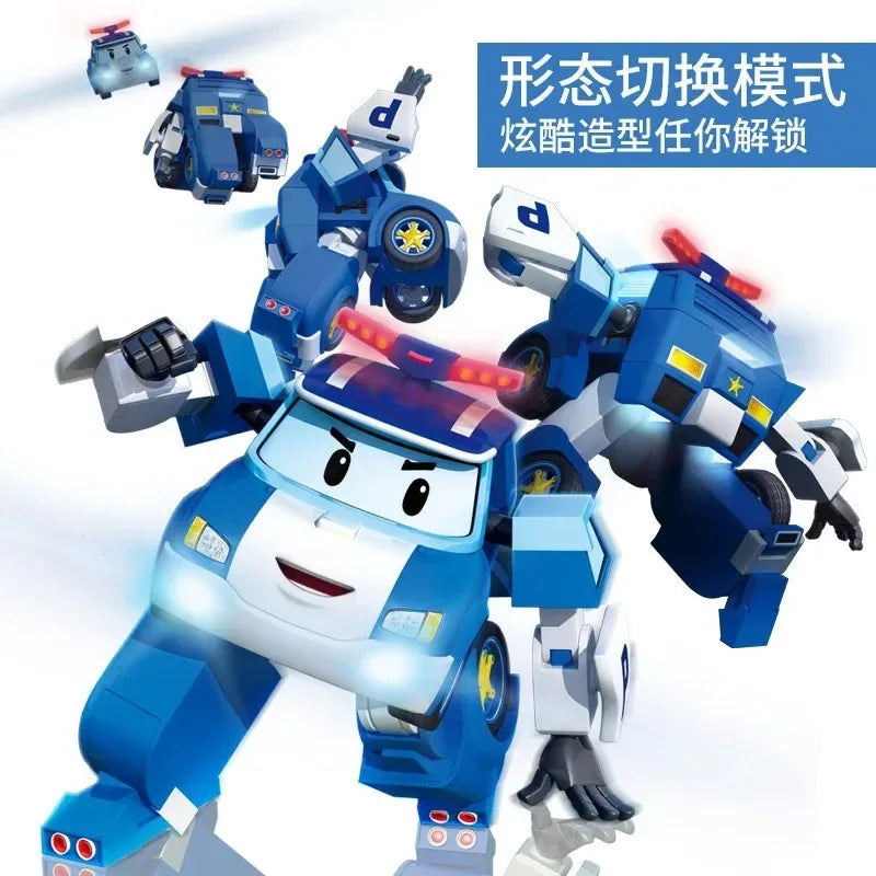 6pcs/set Cartoon Robocars Polis Action Figures Transformation