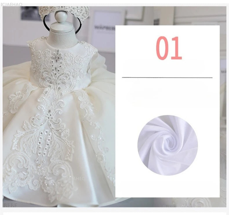 Girls Flower Girl Dress Tutu Princess Gown for Wedding Children First Birthday Party Pageant Christening Celebration Kid Dresses