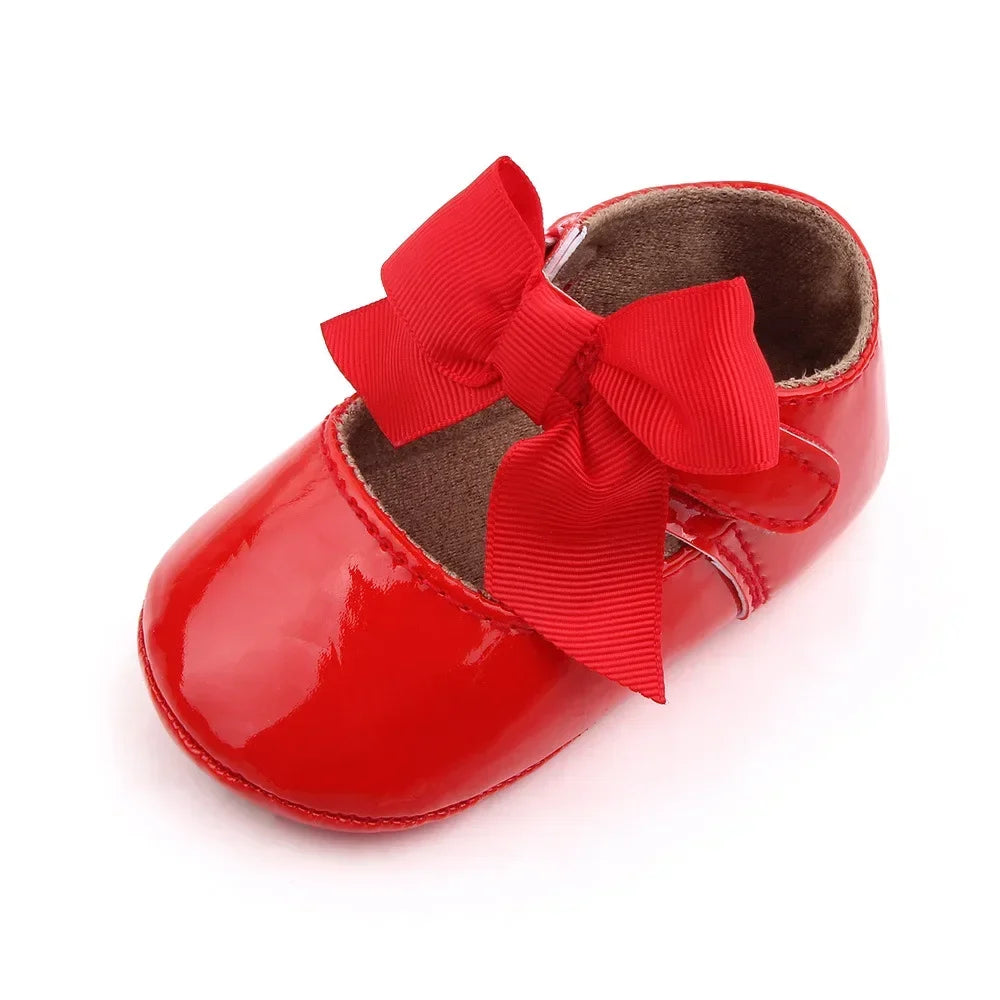 PU Princess Baby Girl Shoes for Newborn for Birth Big Bow Wedding first Walker PU Leather Toddler Girl Shoes 1 Year