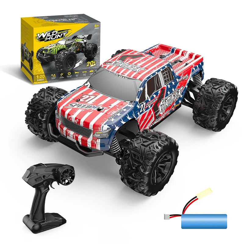 1:20 Off Road RC Car 4WD All Terrain RC Monster Truck, 2.4G High Speed with LED Light, Top Birthday Christmas Gift Toy for Boys
