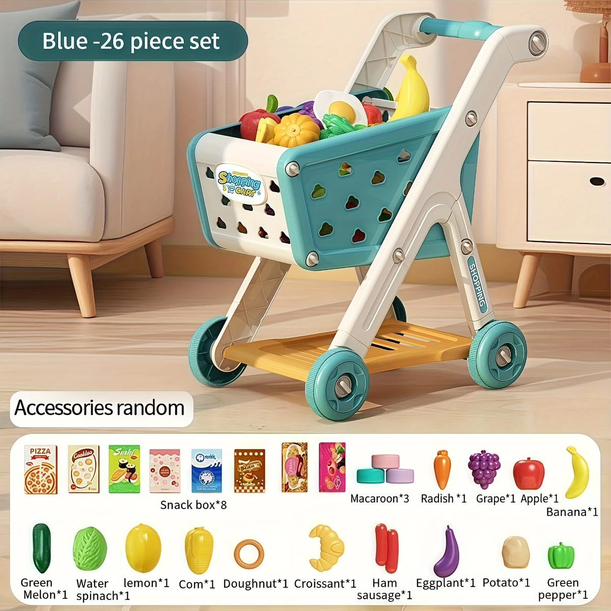 Kids Simulation Shopping Cart Toy Pretend Play Supermarket