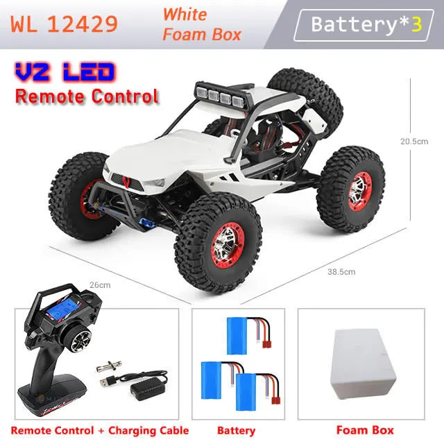 New WL 12429 WLtoys 1:12 4WD RC Racing Car High Speed Off-Road LED Remote Control Alloy Crawler Truck Light Buggy Toy Kids Gift