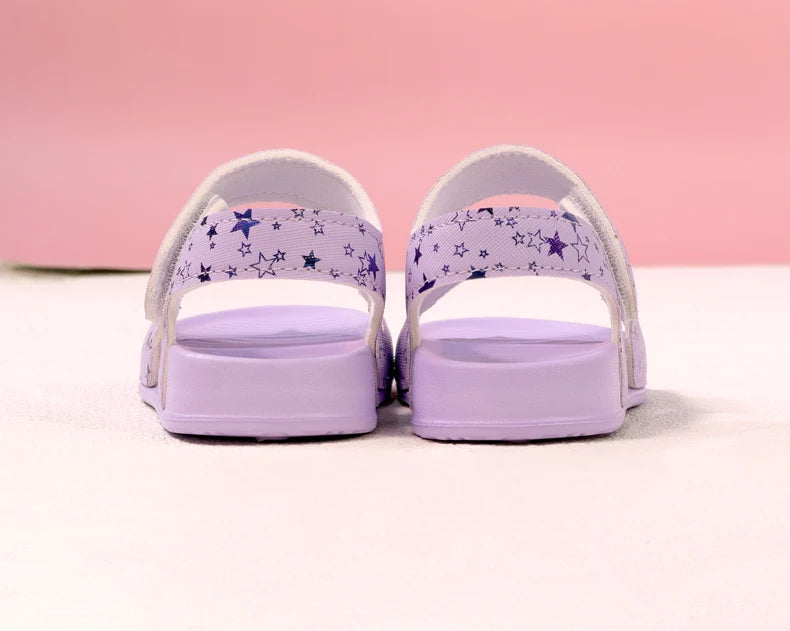 Girls' Shiny Star Outdoor Sandals Summer Printed Soft-Soled Non-slip Slippers Open-Toe Durable Baby Beach Shoes