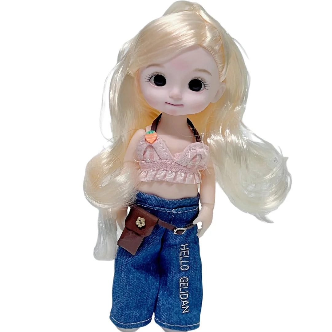 1/12 15-17cm BJD Dolls Cute Princess Dress Up Doll 13 Movable Joint 3D Eyes Toy Kids Doll Toys for Girls Birthday Xmas Gifts