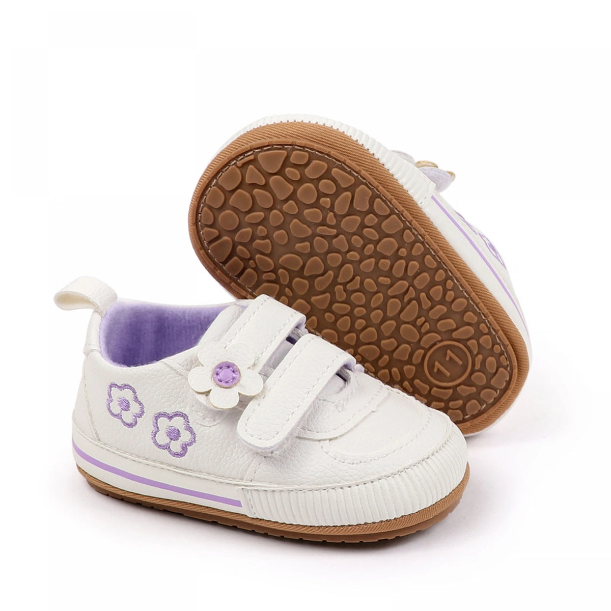 Citgeett Infant Baby Girls Shoes Soft Sole Floral Embroidery Hook-Loop Closure Non-slip Sneakers