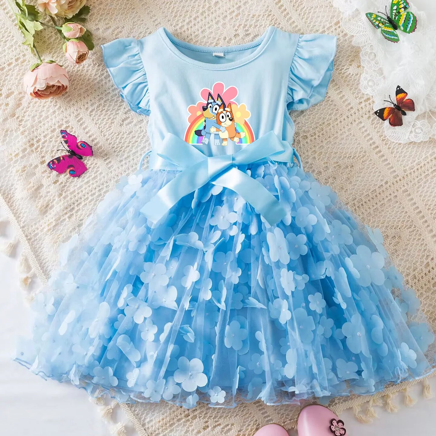 Girls Summer Dress with Butterfly for Ages 2-6