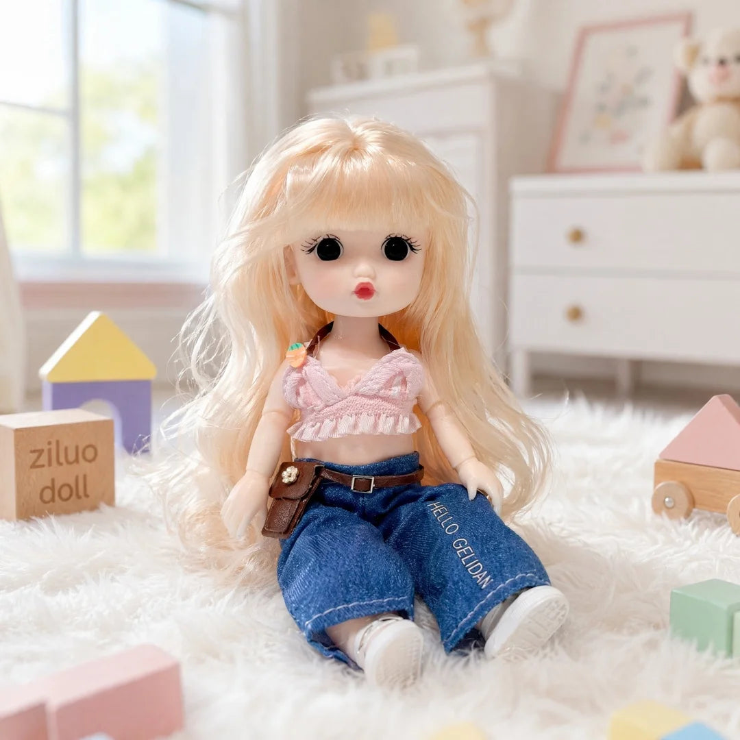1/12 15-17cm BJD Dolls Cute Princess Dress Up Doll 13 Movable Joint 3D Eyes Toy Kids Doll Toys for Girls Birthday Xmas Gifts